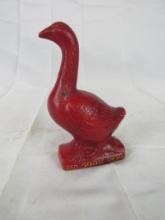 Antique Red Goose Shoes Advertising Chalkware Statue 4.75"