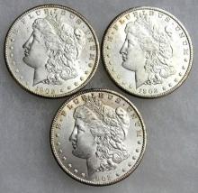Lot (3) 1902 O US Morgan 90% Silver Dollars