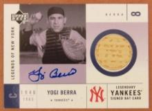2001 Upper Deck Yankee Legends Yogi Berra Auto/ GU Bat Card