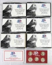 2004, 2004, 2005, 2006, 2007, 2008 State Quarters Silver Proof Sets