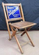 Outstanding 1920's Piedmont Tobacco Advertising Folding Chair w/ Porcelain Sign Back