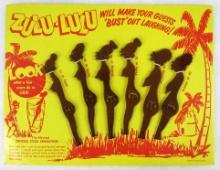 NOS Vintage Set Zulu-Lulu Novelty Swizzle Stick Drink Stirs