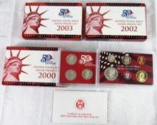 2000, 2002 & 2003-S Silver US Proof Sets