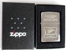 NOS "Welcome to Miller High Life" Zippo Lighter MIB