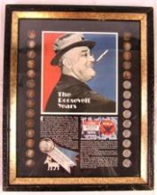 The Roosevelt Years Framed Dime Display w/ (19) 90% Silver Dimes