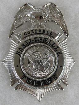 Original Obsolete Police Badge Corporal Bartlesville, Oklahoma