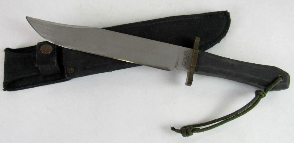 Gerber Fixed Blade "Coffin" Handle Bowie Knife 14"