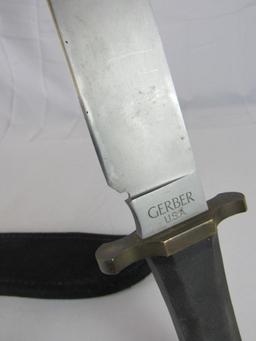 Gerber Fixed Blade "Coffin" Handle Bowie Knife 14"