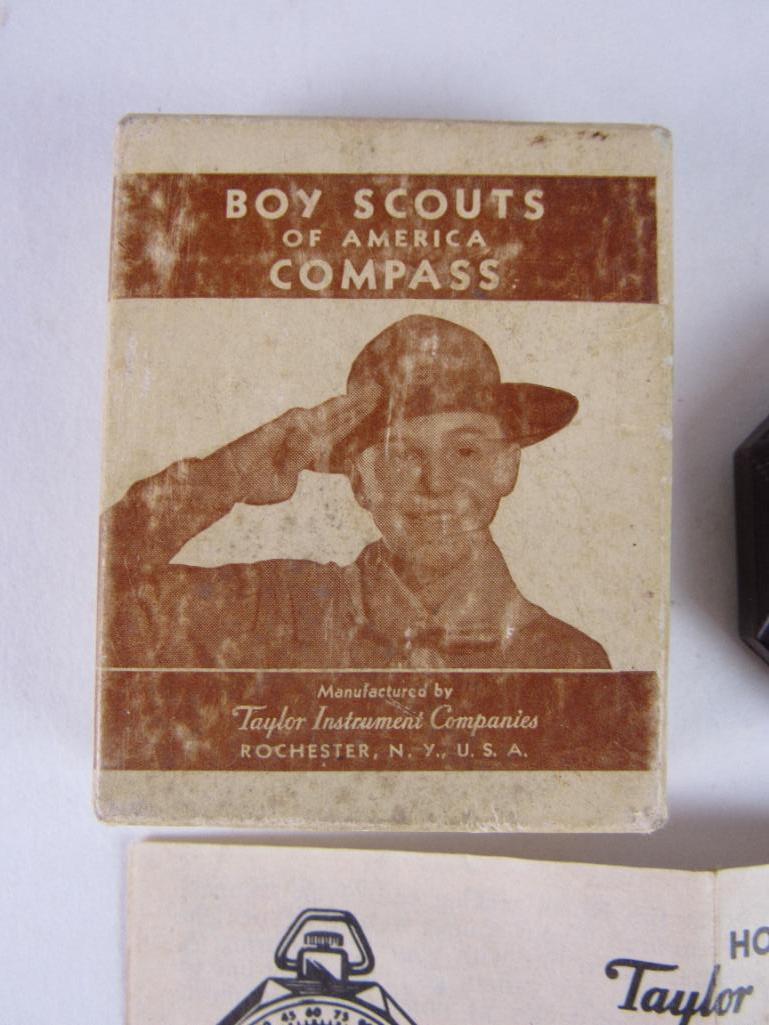 Antique Boy Scouts of America Compass by Taylor Instruments in Orig. Box