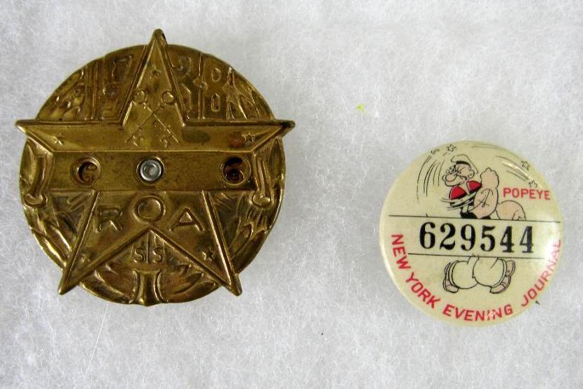 1938 Radio Orphan Annie Decoder Badge & 1930's Popeye Pin