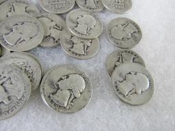 Washington Silver Quarters 1930's Dates Group of $9.50 Face