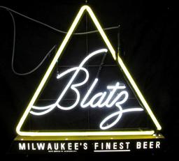 Excellent c. 1960's Blatz Beer 2-Color Skeletal Neon Sign