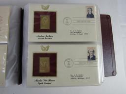 Complete 1986 Full Album US Presidents Golden Replicas 22 KT Proofs of US Stamps