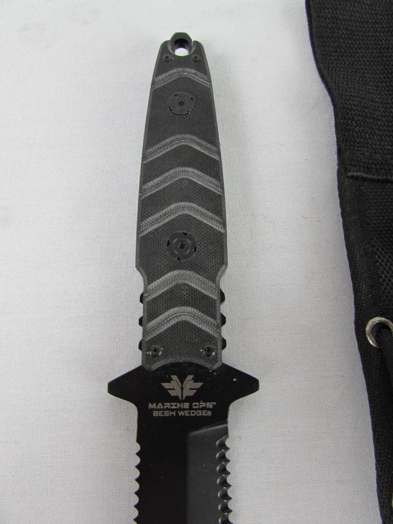 Marine Ops Besh Wedge 11.5" Fixed Blade Tactical Knife in Scabbard