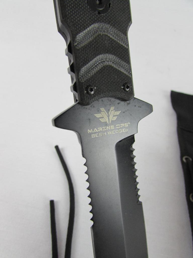 Marine Ops Besh Wedge 11.5" Fixed Blade Tactical Knife in Scabbard