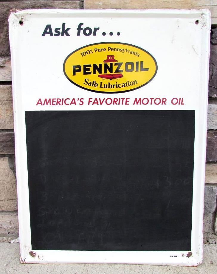 1966 Dated Pennzoil Embossed Metal Chalkboard Sign
