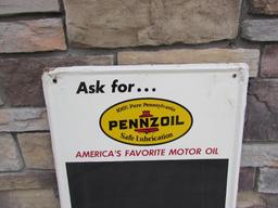 1966 Dated Pennzoil Embossed Metal Chalkboard Sign