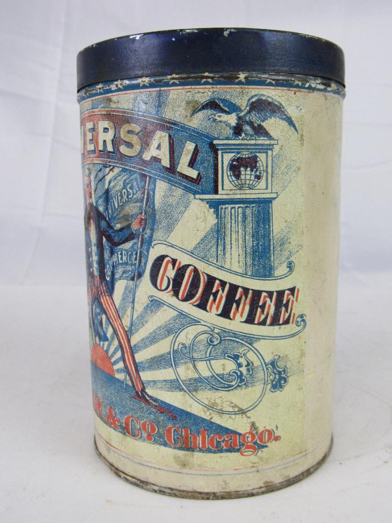 Antique Universal Coffee F.B. Millar & Co. Tin with Uncle Sam Graphics