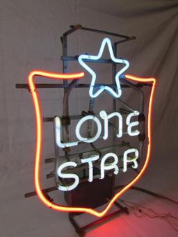 Excellent 1960's Lone-Star Beer 3-Color Neon Sign