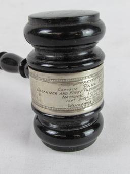 Antique 1926 Dated Presentation Gavel for National Sojourners Club- Fort Dodge Iowa