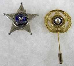 (2) Small Police Sheriff's Department Badges- Bedford County, Virginia, LaFourche Parish Louisiana