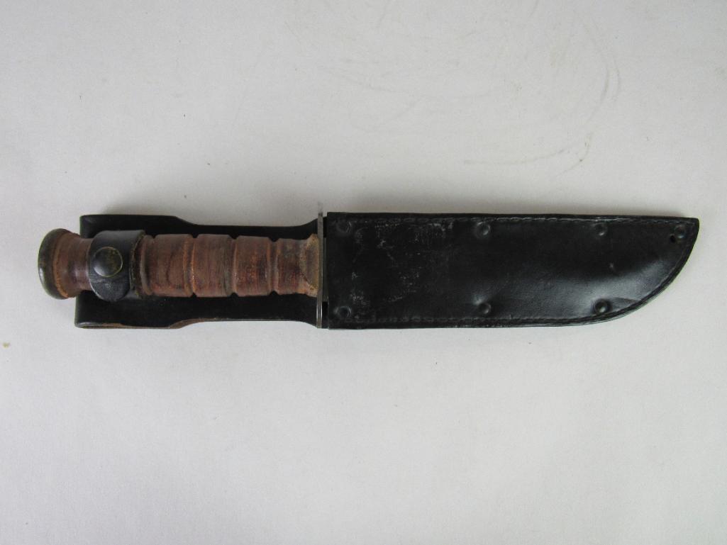 Vintage Sword Brand "Hand Made" Military Fighting Knife in Leather Sheath