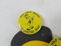 Walt Disney 1940's Jimminy Cricket United Way Counter Stand w/Pinbacks