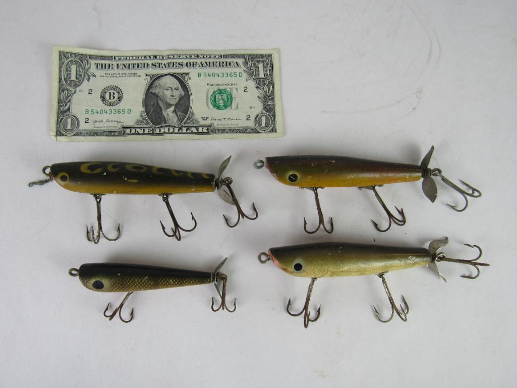 Lot (4) Vintage Wooden Dalton Special Fishing Lures- St. Pete Florida