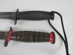 Lot (2) Vintage Fighting Knives, USMC Ka-Bar, Imperial Providence RI