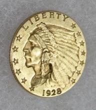 1928 US $2.50 Gold Indian Quarter Eagle