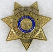 Original Obsolete Police Deputy Sheriff Badge Bergen County, New Jersey