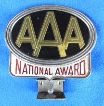 Excellent Antique AAA "National Award" Metal Automobile Grill Badge