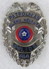 Original Obsolete Police Badge Patrolman Glenn Heights, Texas