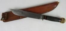 Antique Crane Brand Fixed Blade Fighting Knife Leather Handle/ Wooden Pommel- England