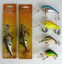 Lot (6) Vintage Bagley Lures- Diving B's, Killer B-II, etc.