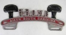 Authentic 1940's H-Bomb License Plate Topper/Aiken South Carolina