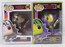 (2) Funko Pop #1462 Eddie Stranger Things Figures Base & Chase Blacklight MIB