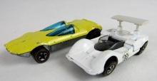 Lot (2) Vintage 1970's Hot Wheels Redline Enamels- Chaparral 2G, Swingin' Wing