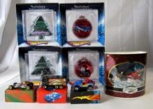 Excellent Lot of Hot Wheels Holiday Decoration, Ornaments, & More