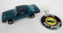 Vintage 1968 Hot Wheels Redline Custom Barracuda Aqua w/ Silver Interior & Badge