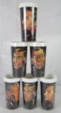 Lot (6) Vintage 1971 Detroit Red Wings Pro-Star drinking Tumblers incl. Gordie Howe