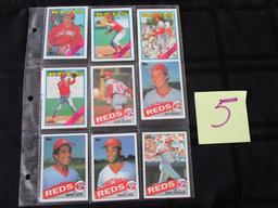 (6) Pages Cincinnati Reds Baseball cards, Topps/Donruss/Fleer/Starting Line