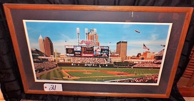 Bill Purdom: "First Jacobs Pitch" 18"x33" print - 38.5"x24" w/ frame. Signe