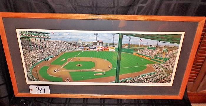 Andy Jurinko: "Braves Field Panorama" 15"x36" print - 41.5"x22" w/ frame. S