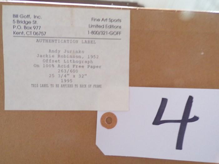Andy Jurinko: Jackie Robinson 1952 25 3/4" x 32" print - 35.5"x29.5" w/ fra