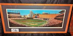 Bill Purdom: "First Camden Pitch" 14"x36" print - 41.5"x20" w/ frame. Balti