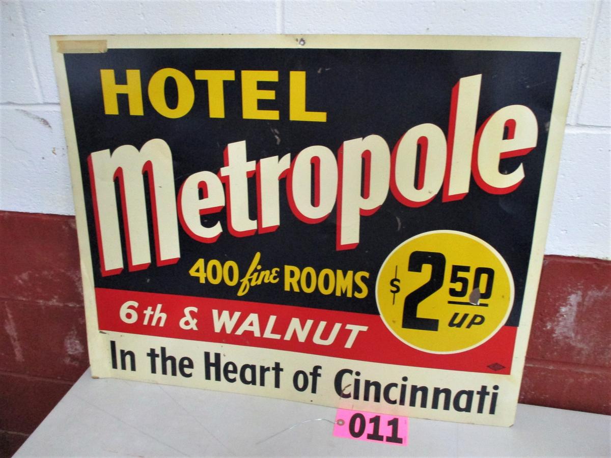 Hotel Metropole metal sign, Cincinati, OH, 30in x 24in
