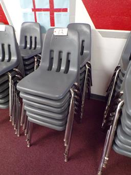 (12) Gray plastic school desk chairs