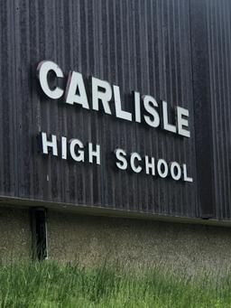 Carlisle High School lettering on building