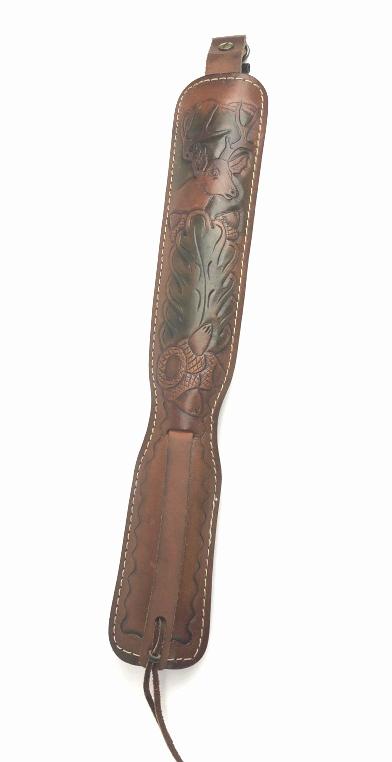 HUNTER TOOLED LEATHER GUN SLING w/DEER SCENE